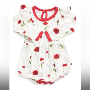 Kyte Baby Cloud Poppies Long Sleeve Bubble Romper